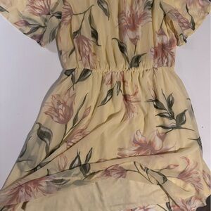AUW off shoulder pastel yellow floral dress